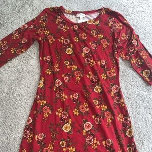 Red Floral Dress NWOT